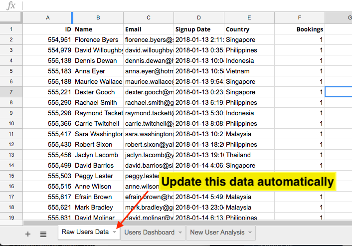 How do I automatically update data in Google Sheets?