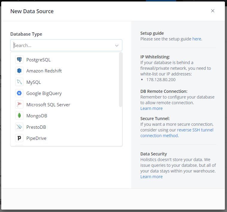 Figure 1: Database Options Options